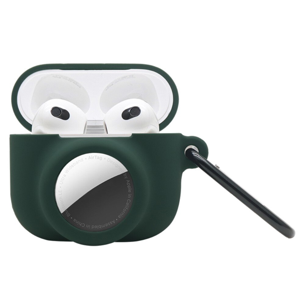 Coque en silicone avec support AirTag AirPods 3, vert foncé