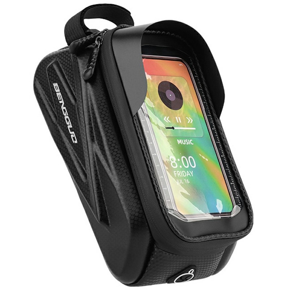 Sac de vélo déperlant avec support pour téléphone, noir