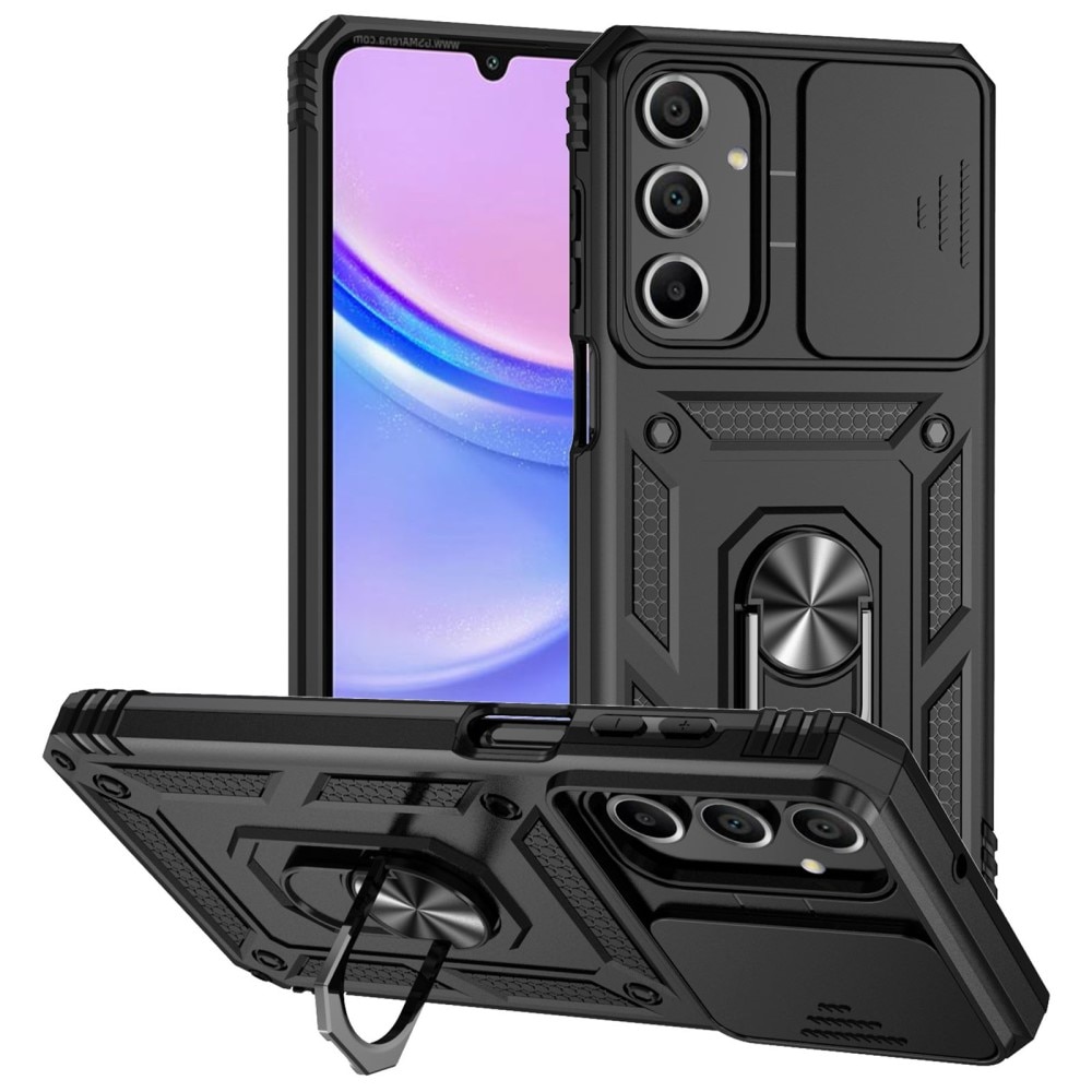 Coque Hybride Ring avec Protège Caméra Samsung Galaxy A16, Noir