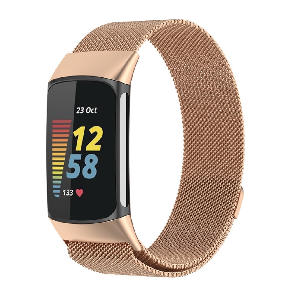 Bracelet milanais pour Fitbit Charge 6, Or rose