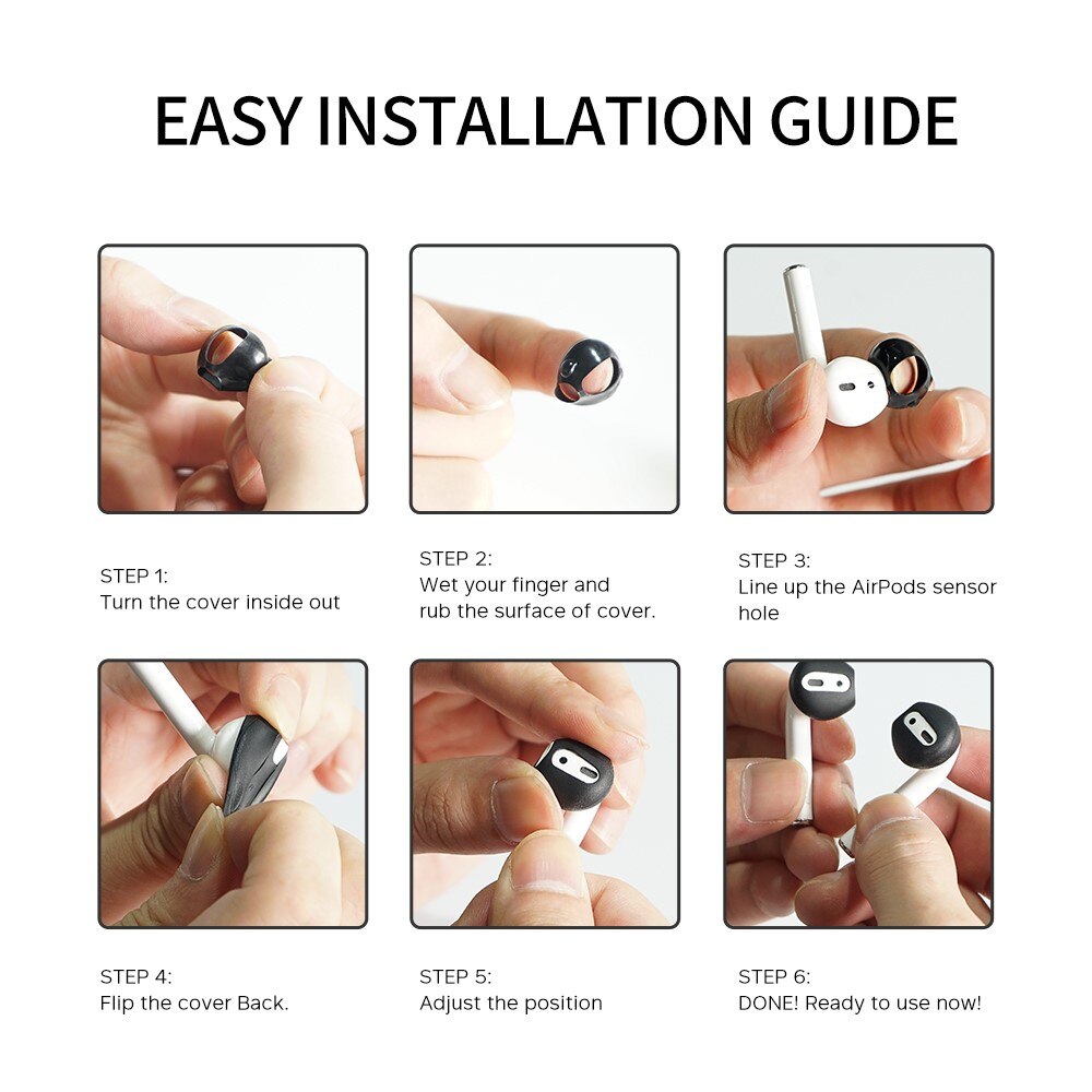 Earpads Silicone AirPods, (3 pièces) noir
