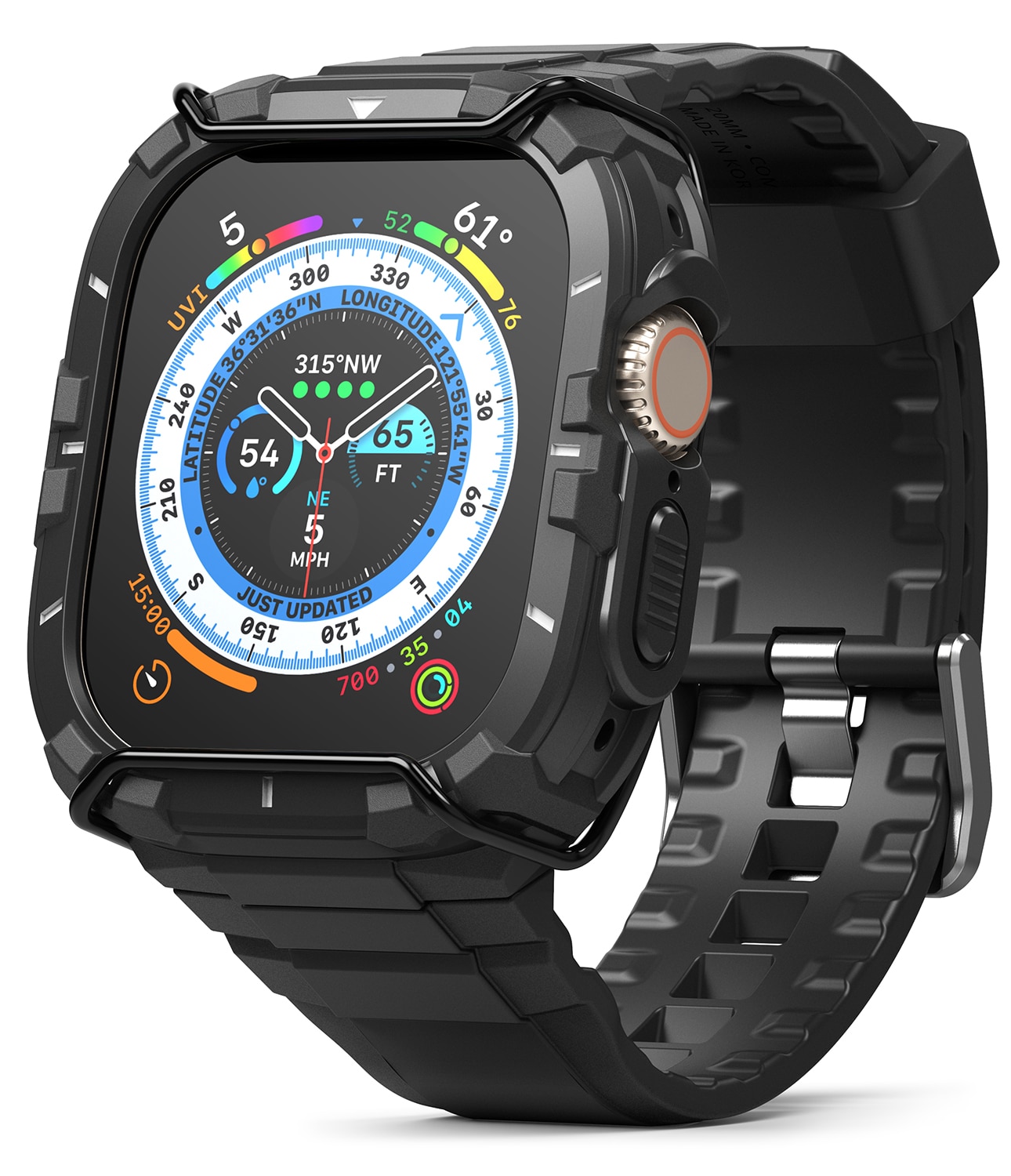 Fusion-X Guard Case+Band Apple Watch Ultra 49mm, Black (White Index)