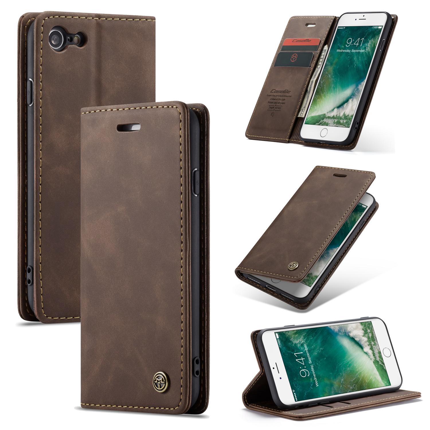Étui portefeuille mince iPhone SE 2020, Marron